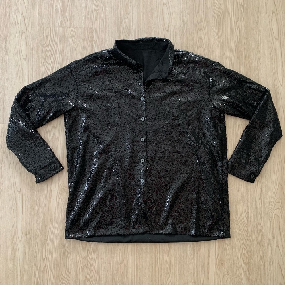 Sequin Button Up Shirt Matching Sequin Pants Nwot - image 5